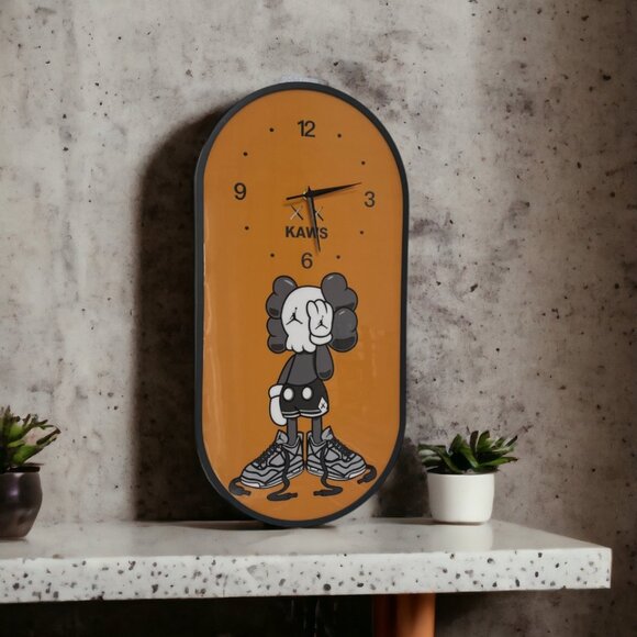 Modern KAWS Clock, KAWS Companion Orange Wall Clock Artsy Wall Clock Decoration - Picture 10 of 13